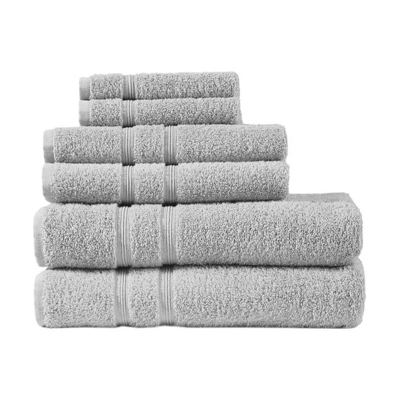 510 Design Turkish Cotton 6-Piece Towel Set 5DS73-0234 Gray Standard - Picture 4 of 10